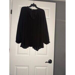 Belldini Plus Size 3/4 Sleeve Top 3x Black Sheer Nwt